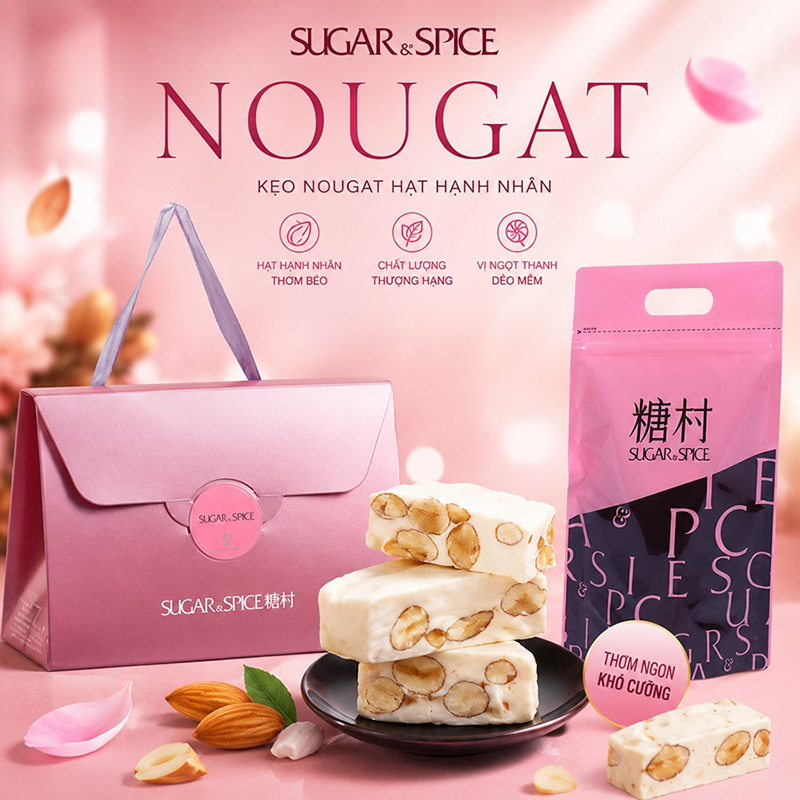 Keo nougat hanh nhan Sugar Spice