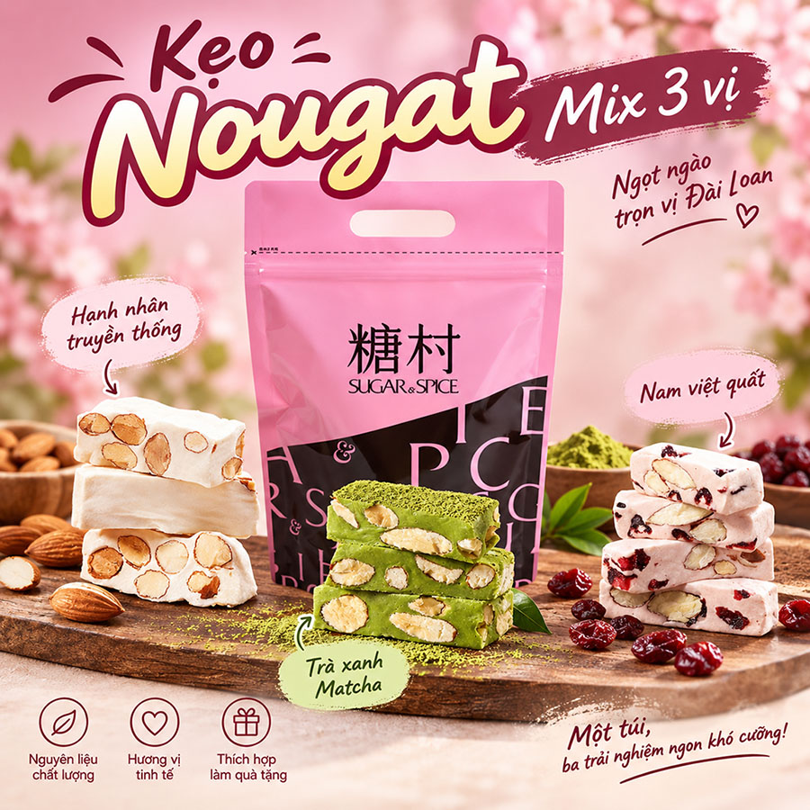 Keo nougat 3 vi